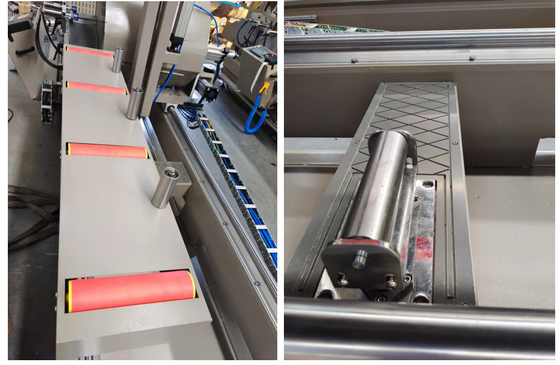 Máquina de sierra de mitra de doble cabeza totalmente automática para la fabricación de puertas de ventanas