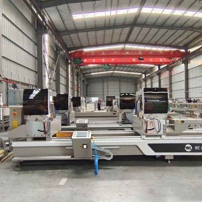 Máquina de corte de doble cabeza controlada por CNC con sierras de 550 'especiales para perfiles de aluminio